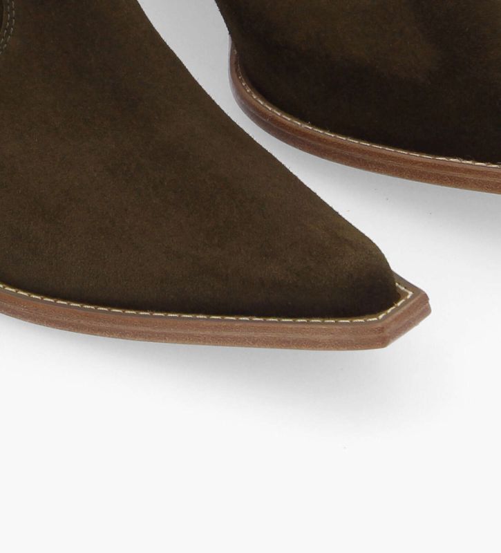 Bottine western chelsea - Sibelle 50 - Cuir velours - Vert Olive